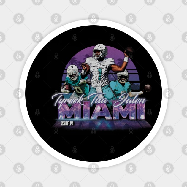 Tua Tagovailoa Tyreek Hill & Jalen Ramsey Miami Neon Magnet by ClarityMacaws